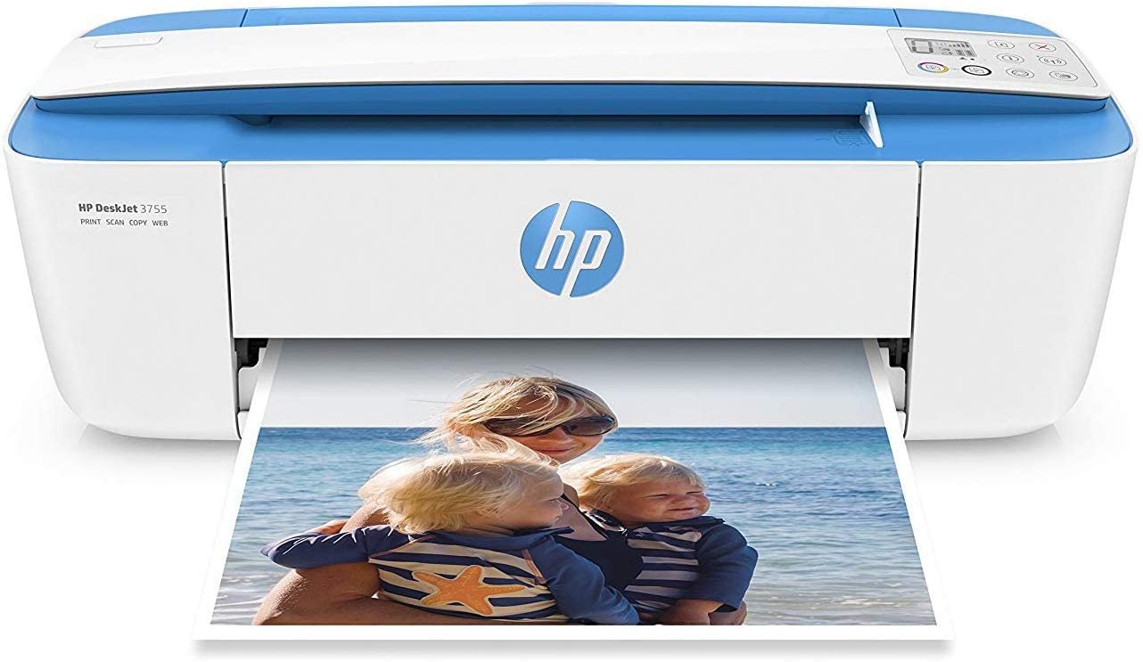 HP DeskJet 3755 Compact All-in-One Wireless Printer, HP Instant Ink, Works with Alexa - Blue Accent (J9V90A) HP DeskJet 3755 Compact All-in-One Wireless Printer, HP Instant Ink, Works with Alexa - Blue Accent (J9V90A)